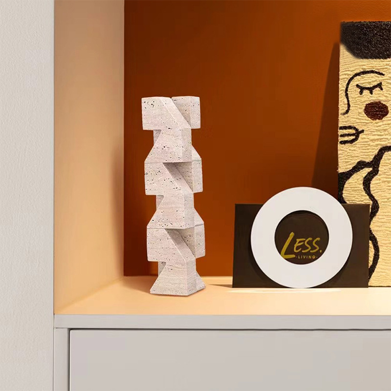 Modern minimalist creative marble geometric stone ornaments model room sales office desktop coffee table bookshelf furnishings