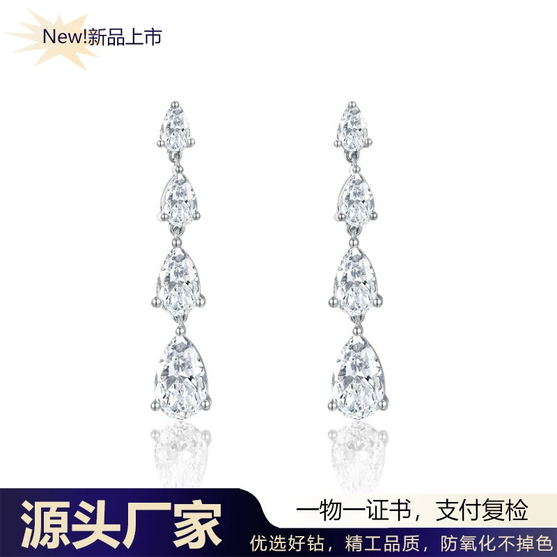 AliExpress продает горячие серьги модные серьги ювелирные изделия 1 карат капли воды для выращивания бриллиантовых серьги 18k золотые украшения