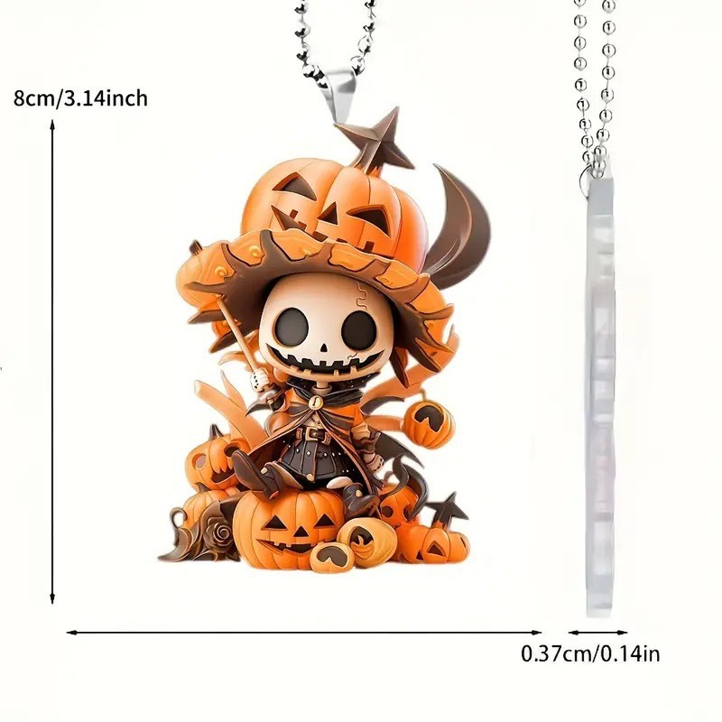 Nuevo acrílico transfronterizo calabaza hombre decoración colgante plano espejo retrovisor colgante decoración de Halloween fiesta