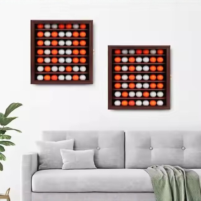 Cross-Border Wooden Ball Display Frame for Golf Enthusiasts, Wall-Mounted High-Transparent Photo Frame with Lock That Can Be Opened and Closed