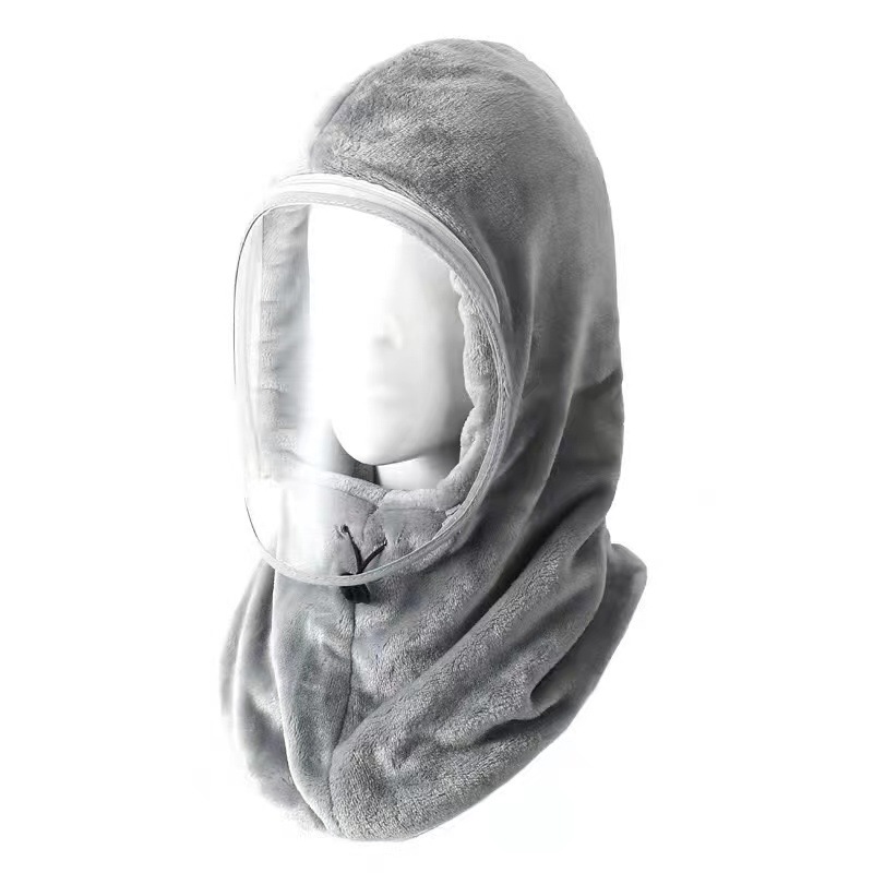 Internet Celebrity Autumn and Winter Cycling Pullover Windproof Cap Thickened Double-Layer Rabbit Fur Ear Protection Removable Mask Women's Warm Lei Feng Cap