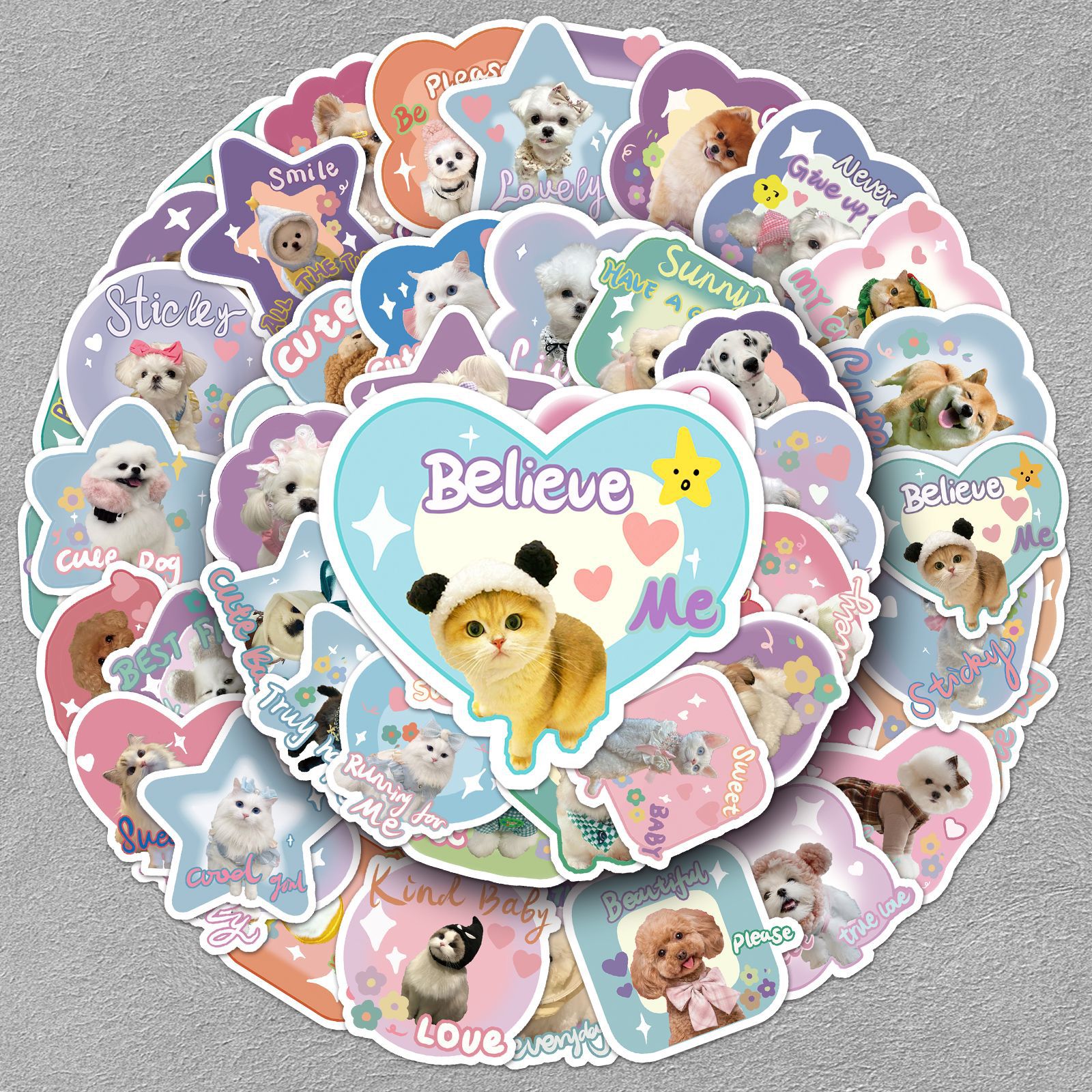 60 Zhang Meng pet cat puppy expression bag sticker Cup stickers cute animal hand ledger decoration waterproof