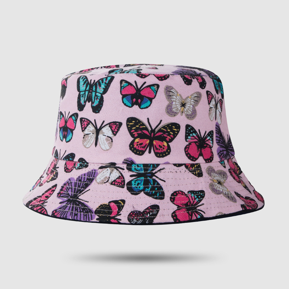 2021 New Colorful Butterfly Double-sided Fisherman Hat Hip-hop Trend Street Sunscreen Hat Fashion Casual Basin Hat display picture 5