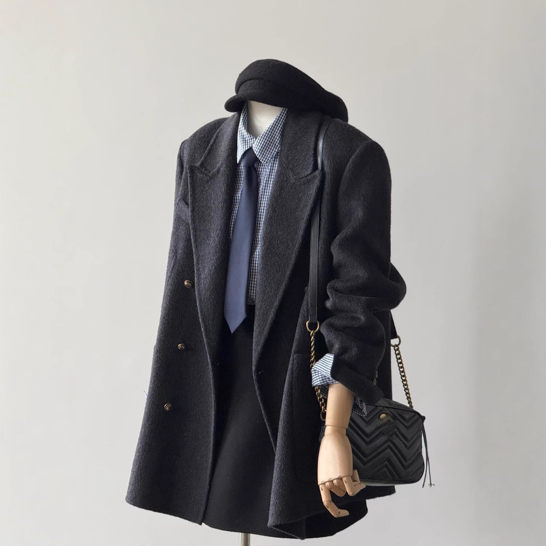 现货高级感呢子大衣女秋冬季新款短款西装毛呢外套小个子气质爆款