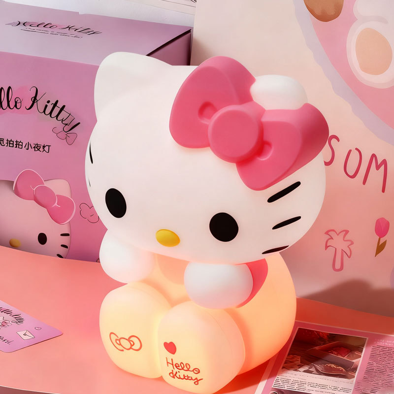 Nuevos productos transfronterizos Kitty silicona lámpara de noche para las niñas regalos de vacaciones lámpara de mesa lámpara de cabecera