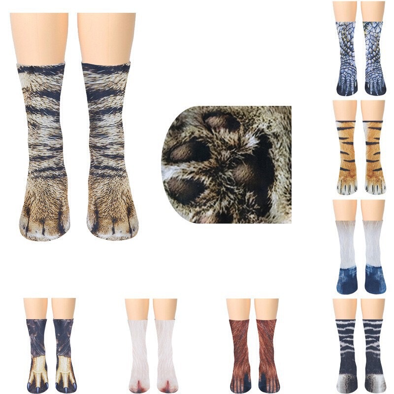 3D animal foot print socks cat dog chicken animal print claw socks cross border Unisex adult children socks