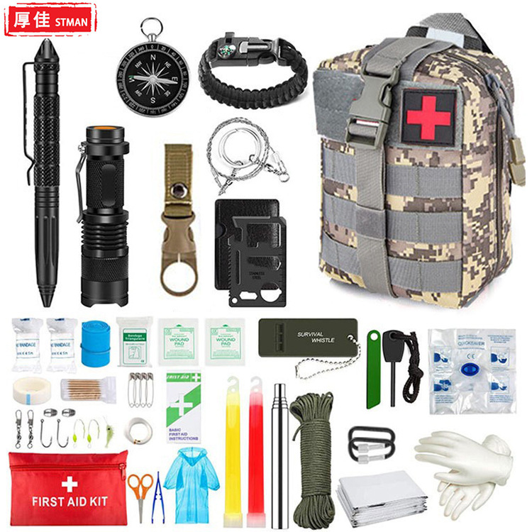 Kit de primeros auxilios de supervivencia al aire libre de la supervivencia que acampa emergencia Kit de supervivencia combinación kit herramienta traje