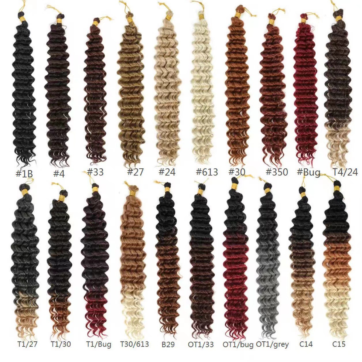 Pequeño pelo de onda profunda 22 pulgadas de fibra química crochet pelo 100G rollo africano trenza sucia manija del pelo transfronteriza