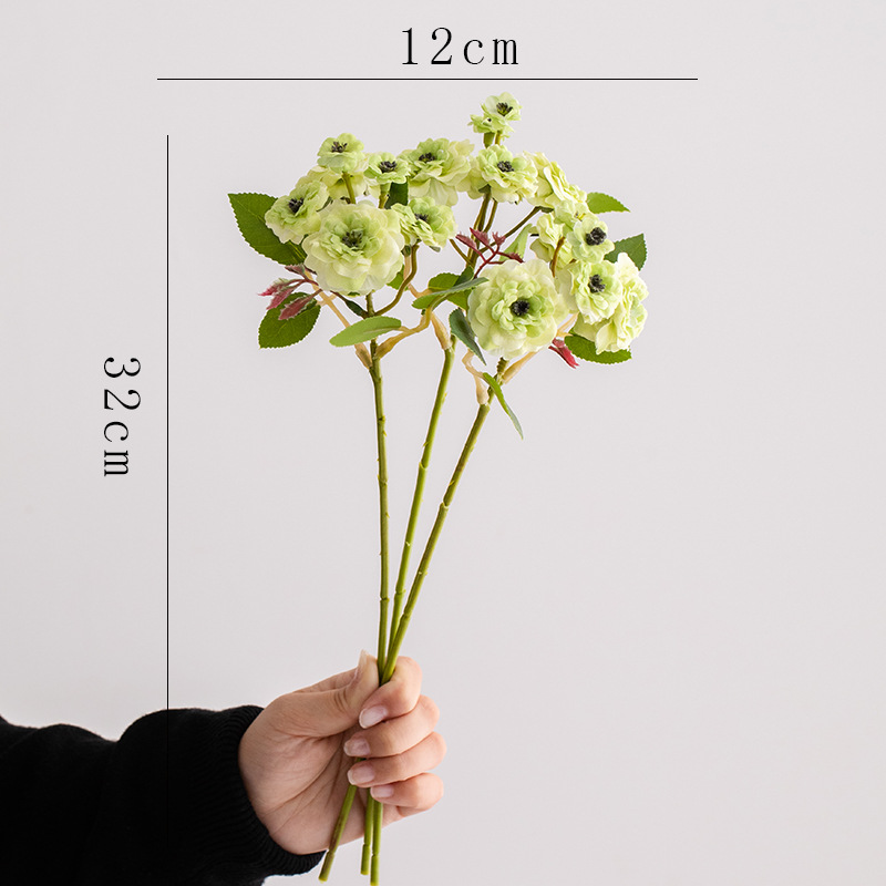 3 짧은 장미 꽃 (녹색)