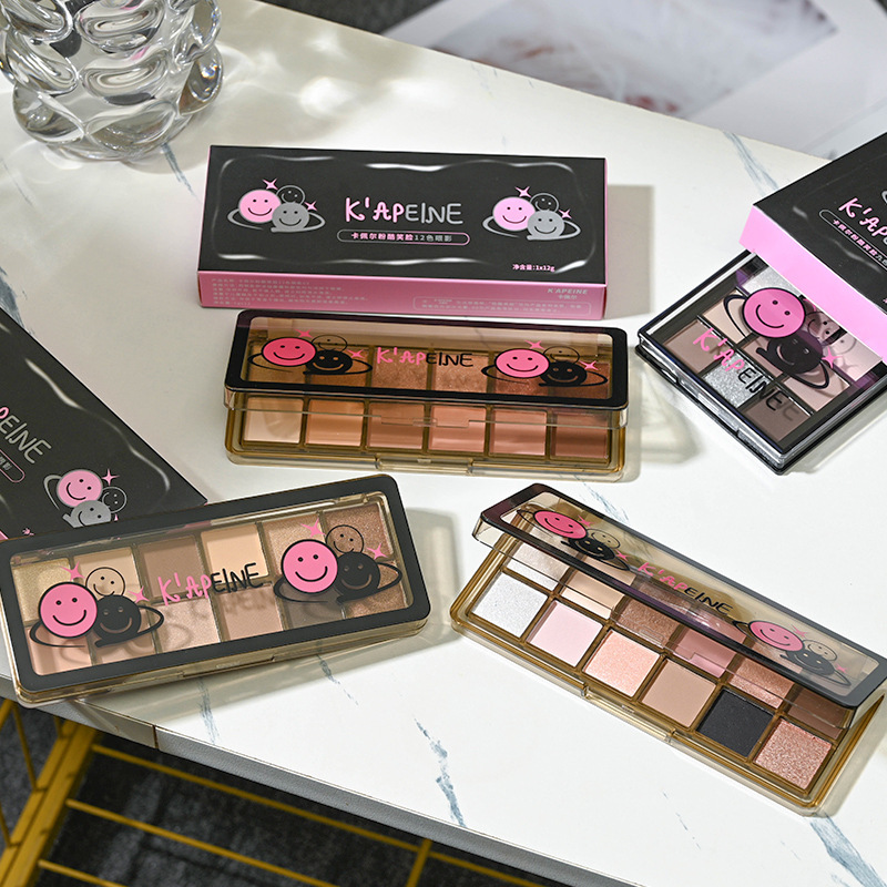 KAPEINE Sombra de ojos Placa de cemento 12 colores Nuevo plato de polvo de albaricoque Estudiante novato Millennium Dragon Fruit Beauty High CD