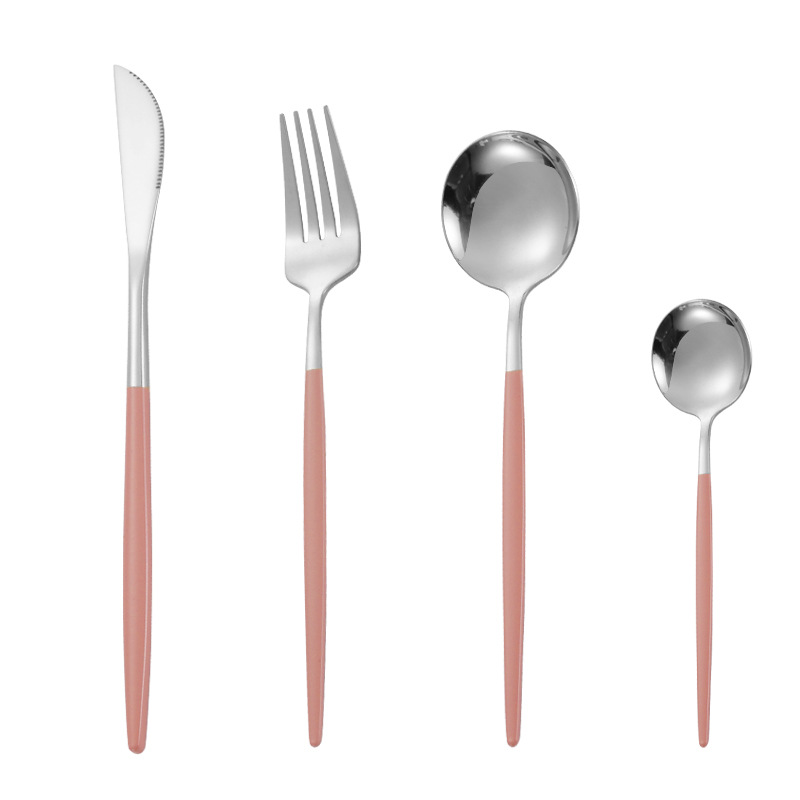 Cuchillo de filete occidental, tenedor, cuchara de postre Vajilla transfronteriza de 4 piezas Amazon Acero inoxidable portugués cuchillo, tenedor y traje de cuchara