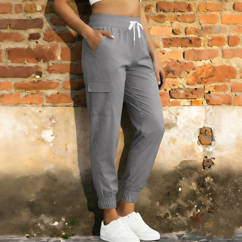 European and American Cross-Border Women's Multi-Pocket Cargo Pants, Lightweight Quick-Dry Travel Hiking Pants, Casual Summer Jogging Pants, Solid Color European and American Cross-Border Women's Multi-Pocket Cargo Pants, Lightweight Quick-Dry Travel Hiking Pants, Casual Summer Jogging Pants, Solid Color