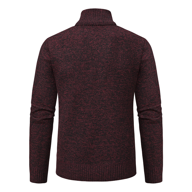 Men's 2024 men's casual knitted base stand up collar with fleece warm sweater jacket for men_voghion.com