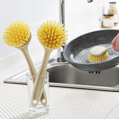 New Wheat Straw Long Handle Washing Pot Brush Household Stain Remover Dish Brush with Hanging Design Sink Stove Cleaning Brush