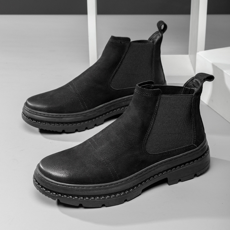 一件代发高帮男鞋韩版潮休闲皮鞋高邦马丁靴男士短靴子冬季棉鞋男
