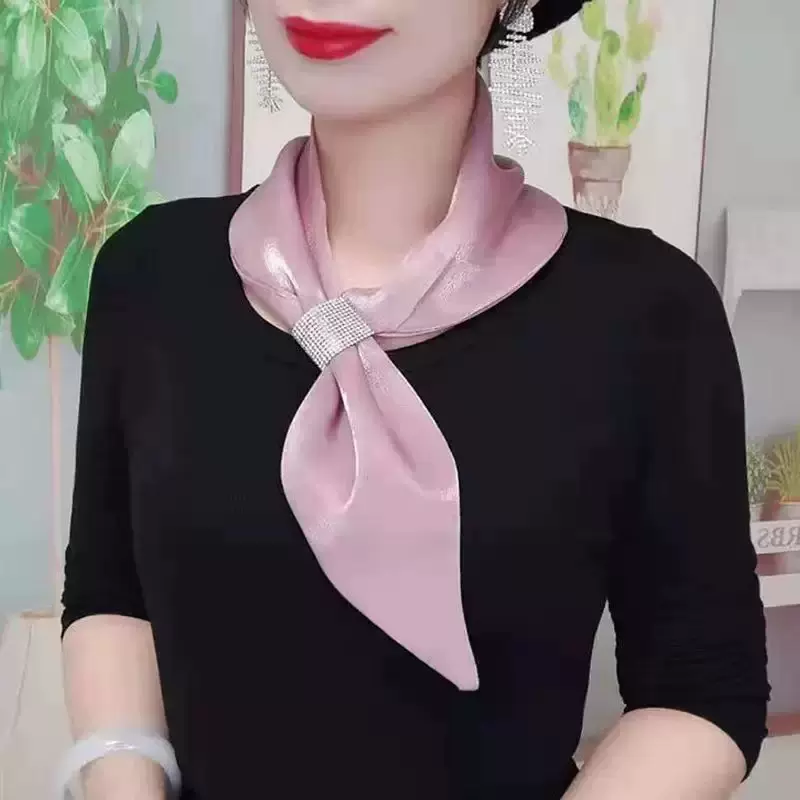 丝巾闪钻气质围巾小长条网红百搭夏季薄窄围脖防晒护颈领巾女