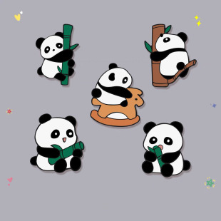 Chinese style cute bamboo brooch national fashion panda badge bag accessories pin buckle cartoon decorations badge