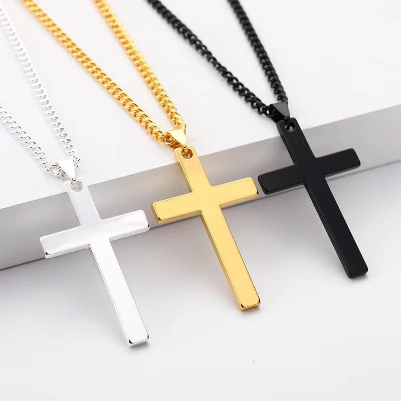 Retro Simple Style Cross Stainless Steel Plating Pendant Necklace display picture 1