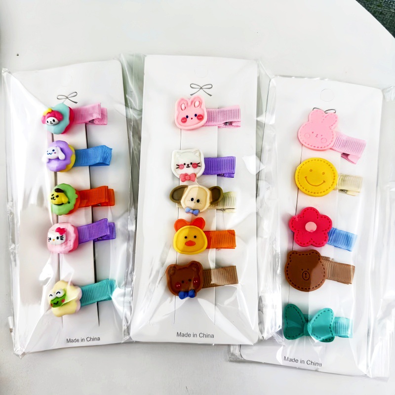 Nuevo clip para el cabello de niños resina brillante de dibujos animados bebé todo incluido clip lateral seguro para niñas de jardín de infantes acabado de cabello roto