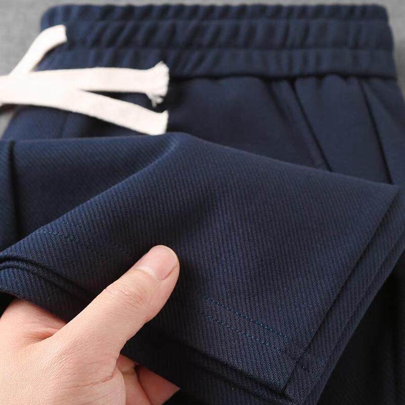 Stain-resistant and easy to care for! 300g heavyweight twill navy blue simple straight loose-fit long pants for men and women, casual sports pants