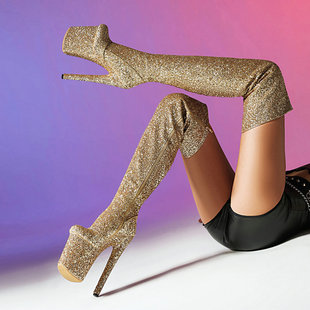 �����Ů�߸�Ь20cm��ˮ̨�^ϥ�Lѥ������Ƭ���yɫ���ȸ�Ͳѥ��a