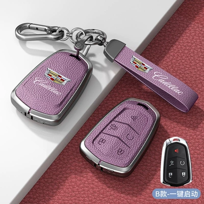 Covers Xt5 Xt6 Xt4 | Car key bag - standard-model-b-one-click-start-xiaguang-purple-zinc-alloy-shell-hardware-bracelet
