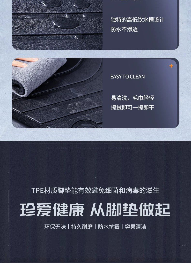 TPE car floor mats, full-coverage trunk mat, high-elasticity, eco-friendly, waterproof, odorless, wear-resistant TPE floor mats