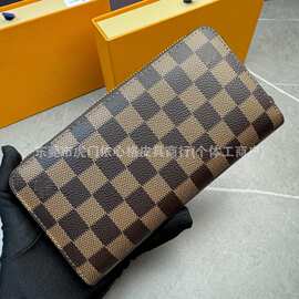 跨境 爆款驴家 M60017男女通用长款老花棋盘格单拉链钱包夹包外贸