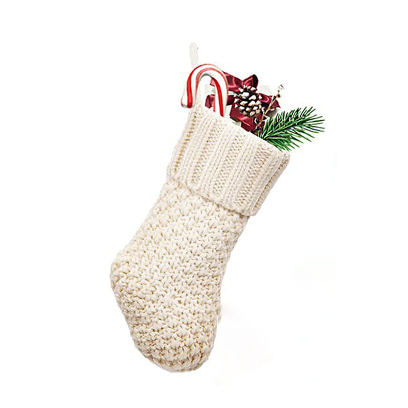 Nueva decoración navideña transfronteriza calcetines de regalo de Navidad de punto de color sólido estilo rústico decoración del árbol de Navidad chimenea calcetines colgantes