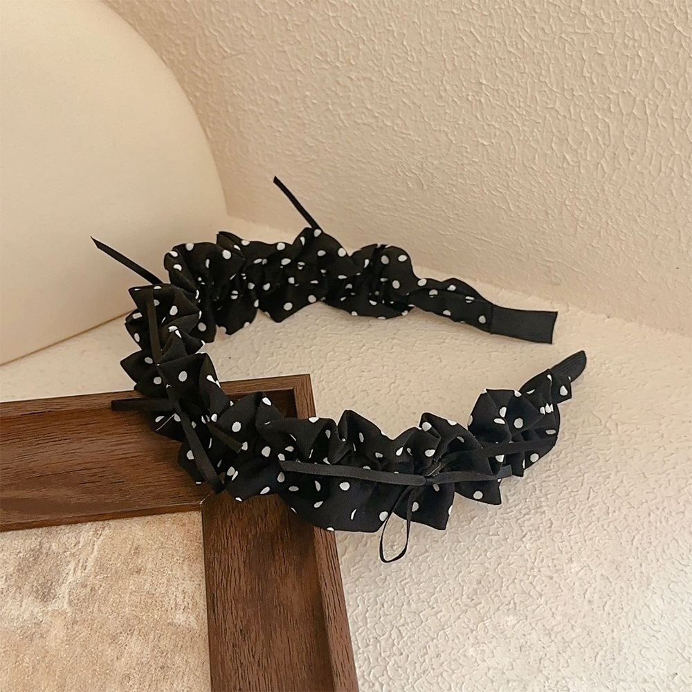 Nueva diadema con lazo de lunares plisados, versión ancha, diadema simple versátil, horquilla de presión superior de cráneo alto, accesorios para el cabello