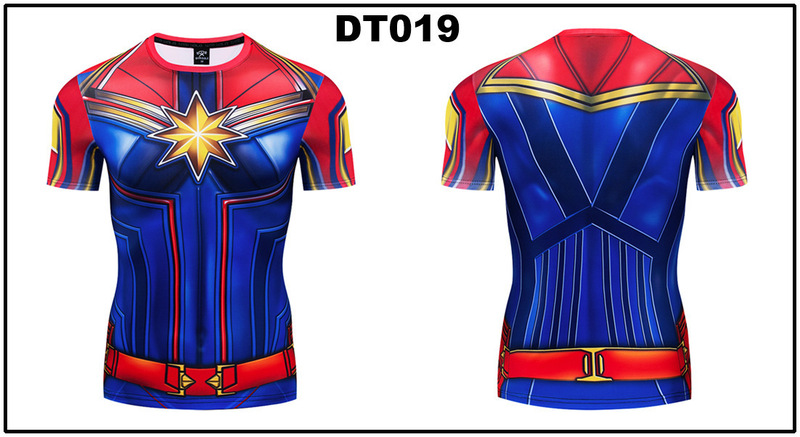 貿易アマゾンメンズアベンジャーズマーベルDC同服スポーツフィットネスストレッチ半袖Tシャツ|undefined