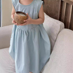 童裙韓版女童打攬無袖背心裙2024夏季新款兒童棉連衣裙棉布燈籠裙