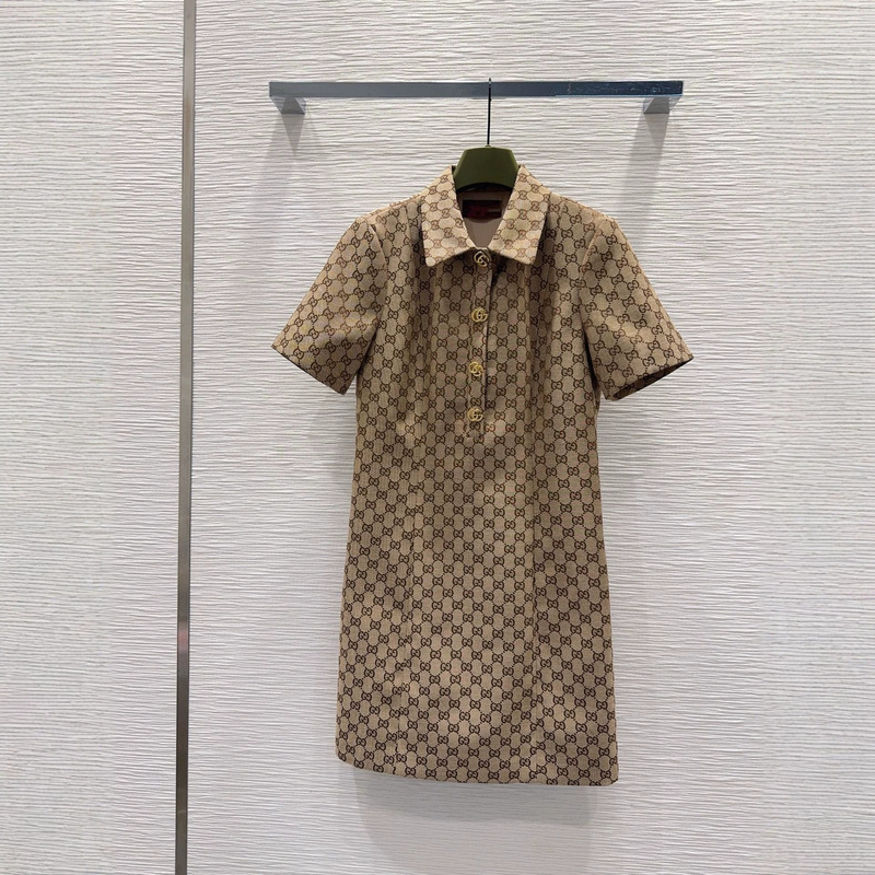 Shenzhen Nanyou 26 New Model GU Brand Double G Logo Embroidered High-Quality Vintage Fashion French Dress