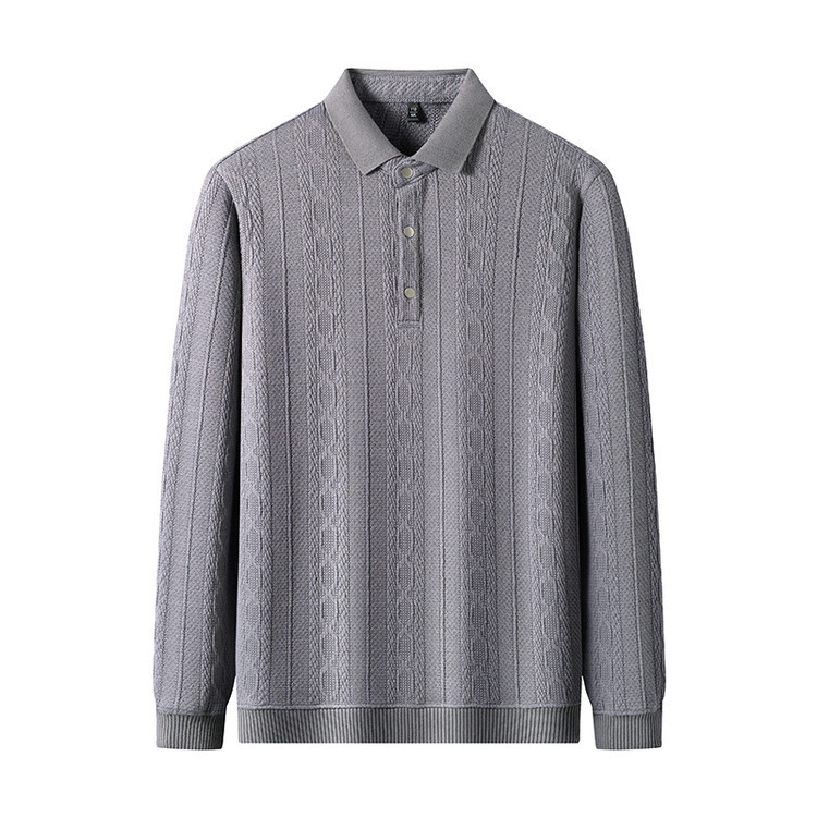 Otoño e invierno engrosado de manga larga de hombre con solapa polo nuevo jersey jacquard de punto de mediana edad hombre suéter simple