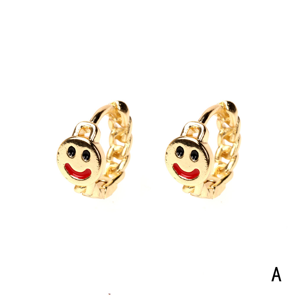 Nihaojewelry Fashion Gold-plated Smiling Face Dripping Oil Earrings Wholesale Jewelry display picture 16