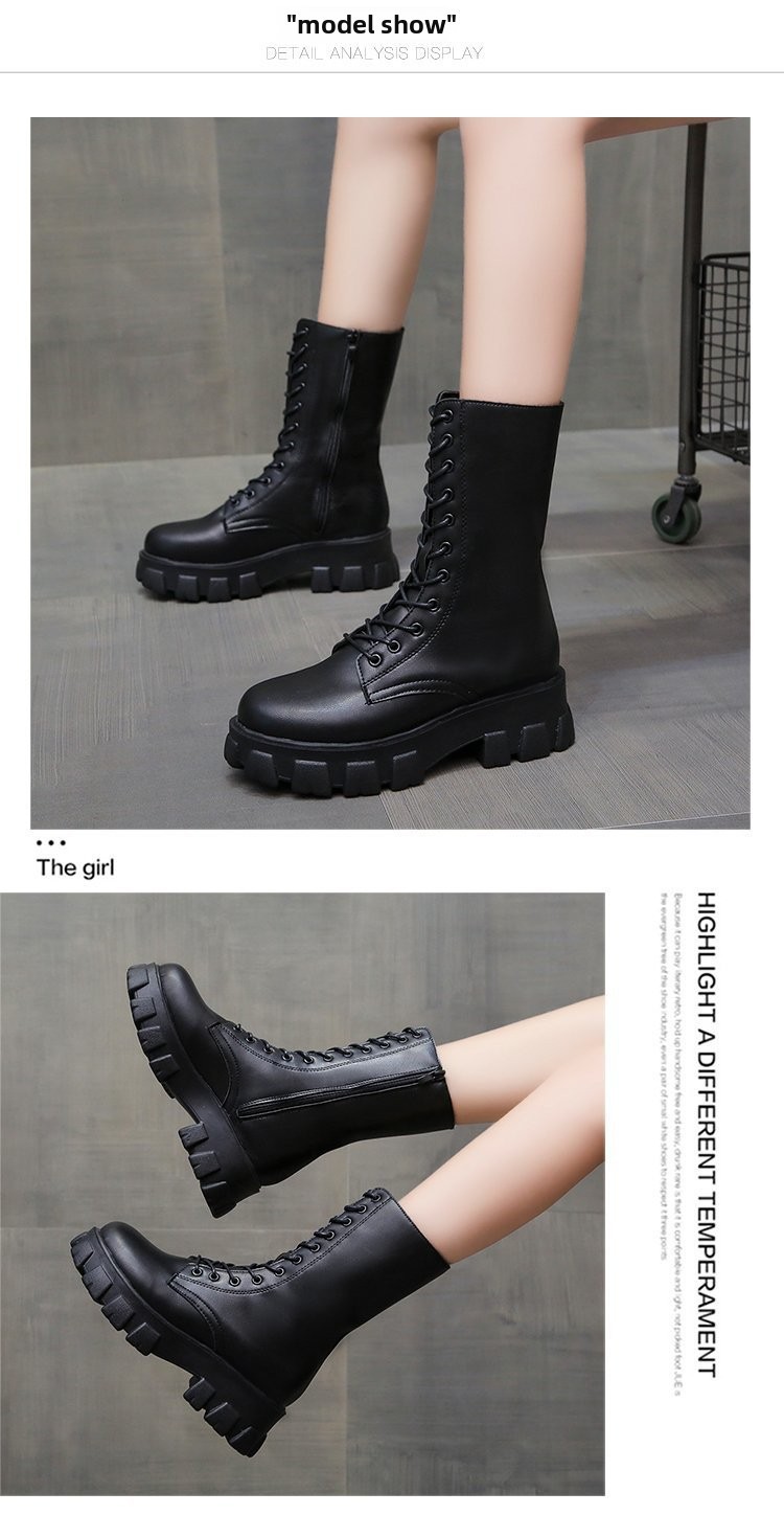 Hoge martin boots met veters voor dames lederen motorlaarzen_voghion.com