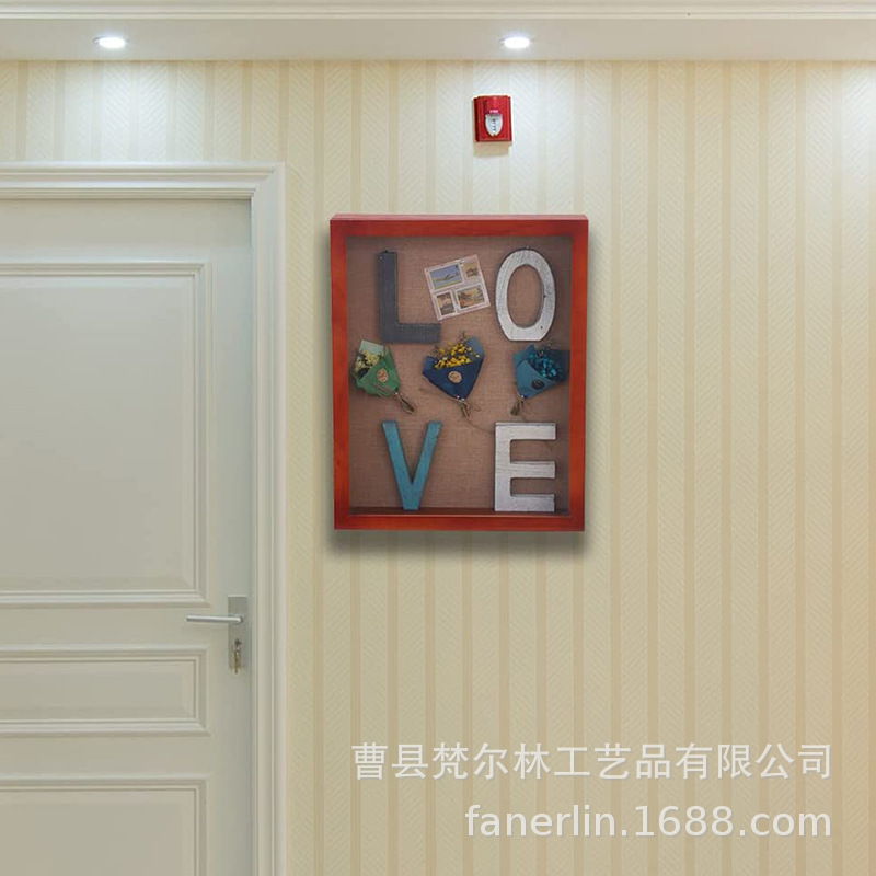 Factory Supply Wooden Shadow Display Photo Frame Display Box Medal Photo Memory Box Red Wine Rose Preservation Box