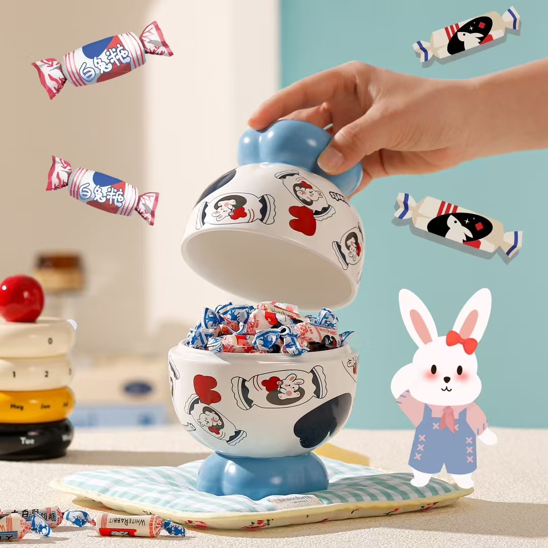 Personalidad creativa de dibujos animados de conejo blanco de leche taza de desayuno taza de regalo de mano encantadora taza de cerámica bebida taza de amor
