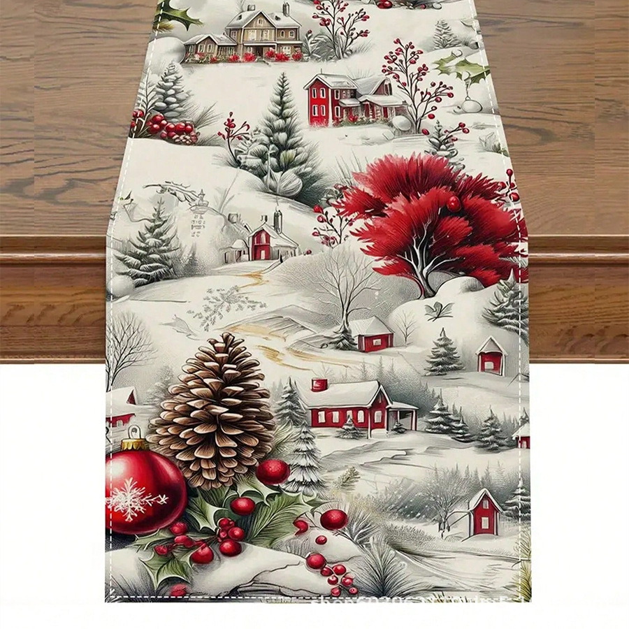 Amazon transfronterizo nueva bandera de la mesa de Navidad fábrica directa invierno muñeco de nieve Santa estampado almohadilla de mesa