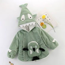 儿童罩衣加棉宝宝反穿衣婴幼儿加厚倒穿衣男童护衣连帽罩褂棉袄