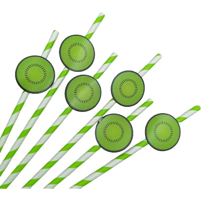 Pajar de papel de fiesta transfronteriza pajar de fruta de limón desechable degradable pajar de bebida de postre