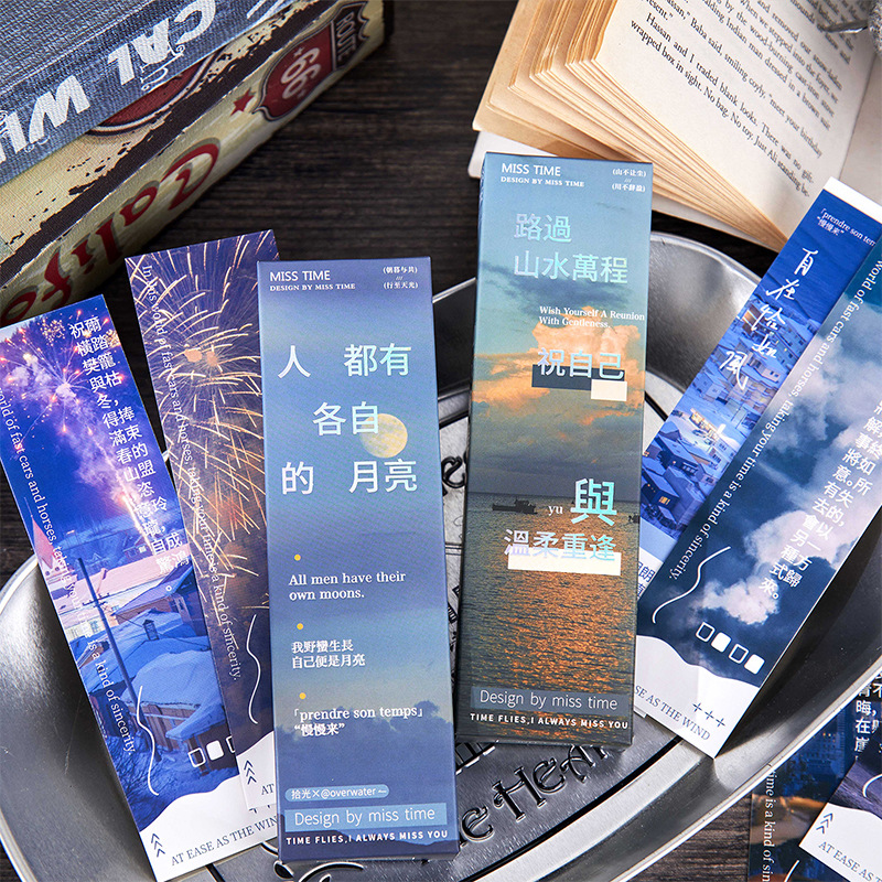 Set de marcadores temáticos de paisaje de diez luces mariposa introducida serie de creatividad artística de alto valor facial para estudiantes tarjetas de marca de lectura