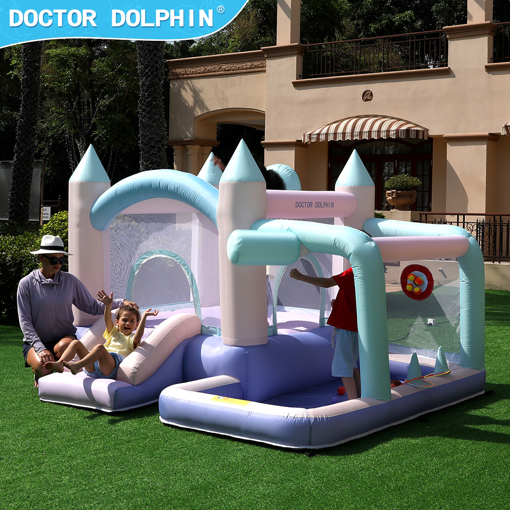 Doctor Pig pequeño castillo infláble para niños trampolín casero combinación diapositiva parque infantil interior y exterior castillo infláble
