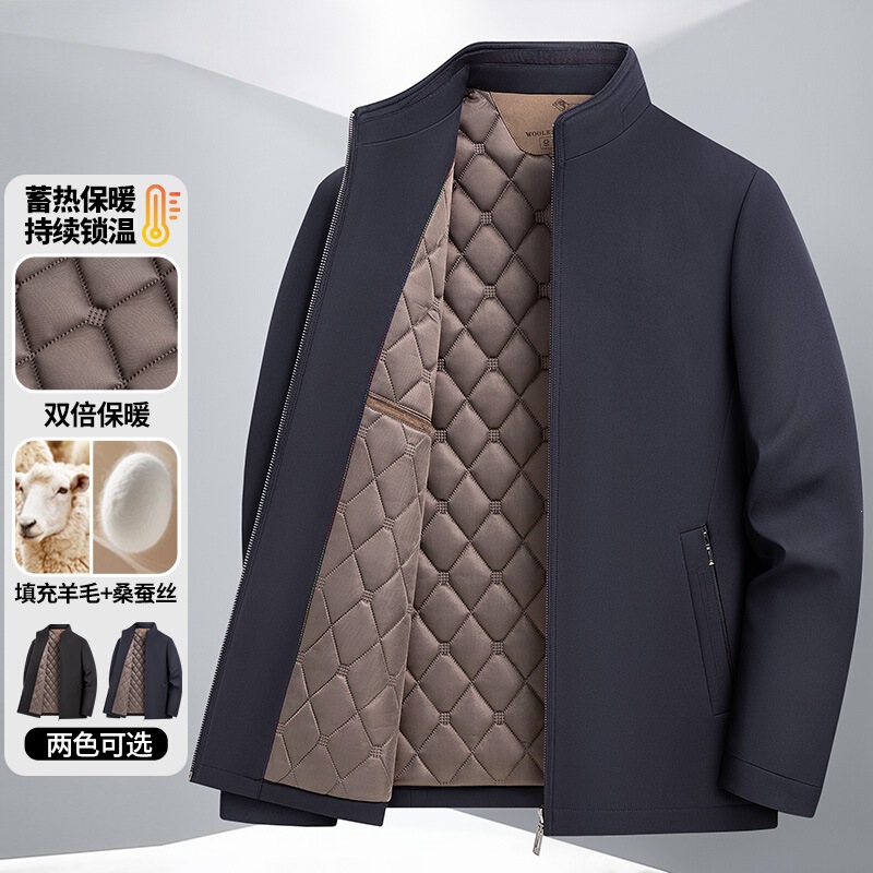 2026 Men's Stand Collar Thick Padded Jacket, Breathable and Windproof, Autumn and Winter Business Casual Warm Coat for Middle-Aged and Elderly 2026 Men's Stand Collar Thick Padded Jacket, Breathable and Windproof, Autumn and Winter Business Casual Warm Coat for Middle-Aged and Elderly