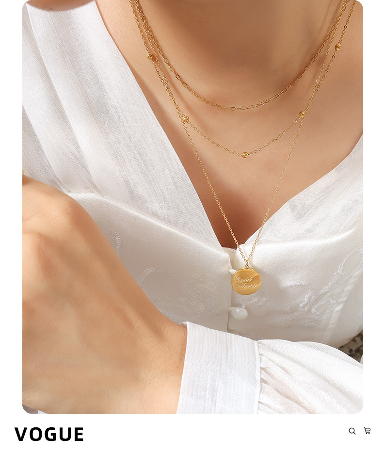 Elegant Geometric Titanium Steel Layered Necklaces Plating Stainless Steel Necklaces