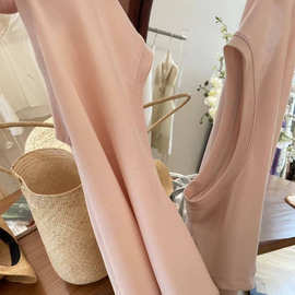 柜上品质自留2件2024夏季精致高级感法式气质上衣修身弹力粉色T恤