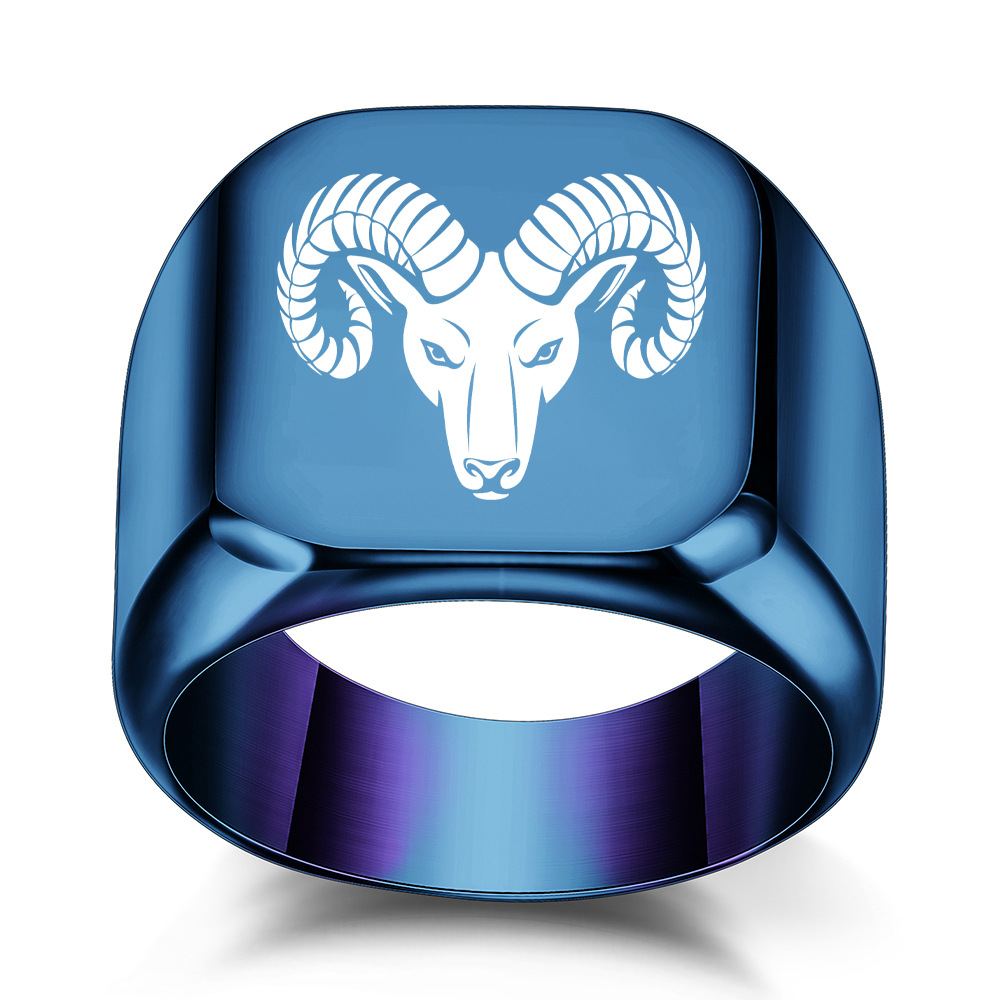 10, 8, 9 Ring Size Retro Cattle Titanium Steel Plating Men's Rings