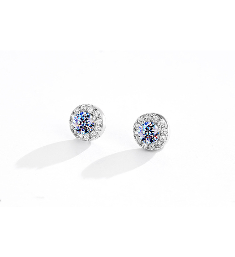 Moissanite Inlay Material Ear Studs Classification 1 Piece, 1 Pair Quantity 1 Piece 1 Pair 0.5ct 1.0ct 925 Sterling Silver Moissanite Moissanite Earrings Geometric Ear Studs