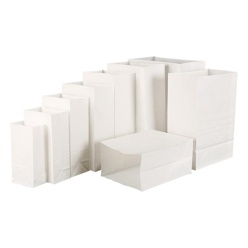 Bolsa de papel a prueba de aceite desechable pan envasado de alimentos bolsa de papel para hornear Almacenamiento de embalaje bolsa de papel kraft blanco personalización