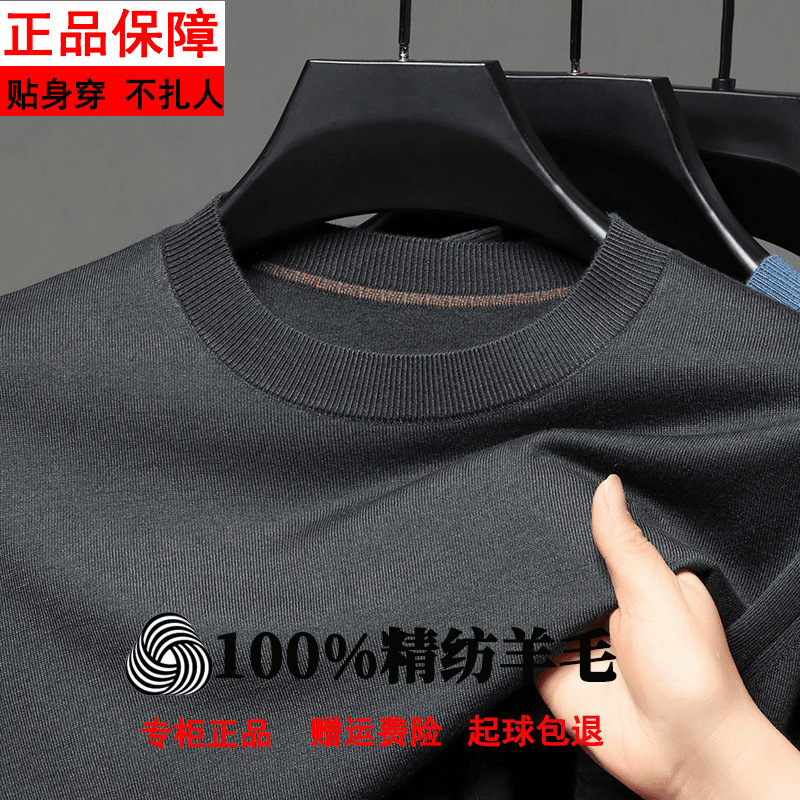Puyuan Worsted Pure Woolen Sweater Men's Round Half-high Neck Autumn and Winter New Men's Woolen Sweater Knitted Sweater Men's Clothing